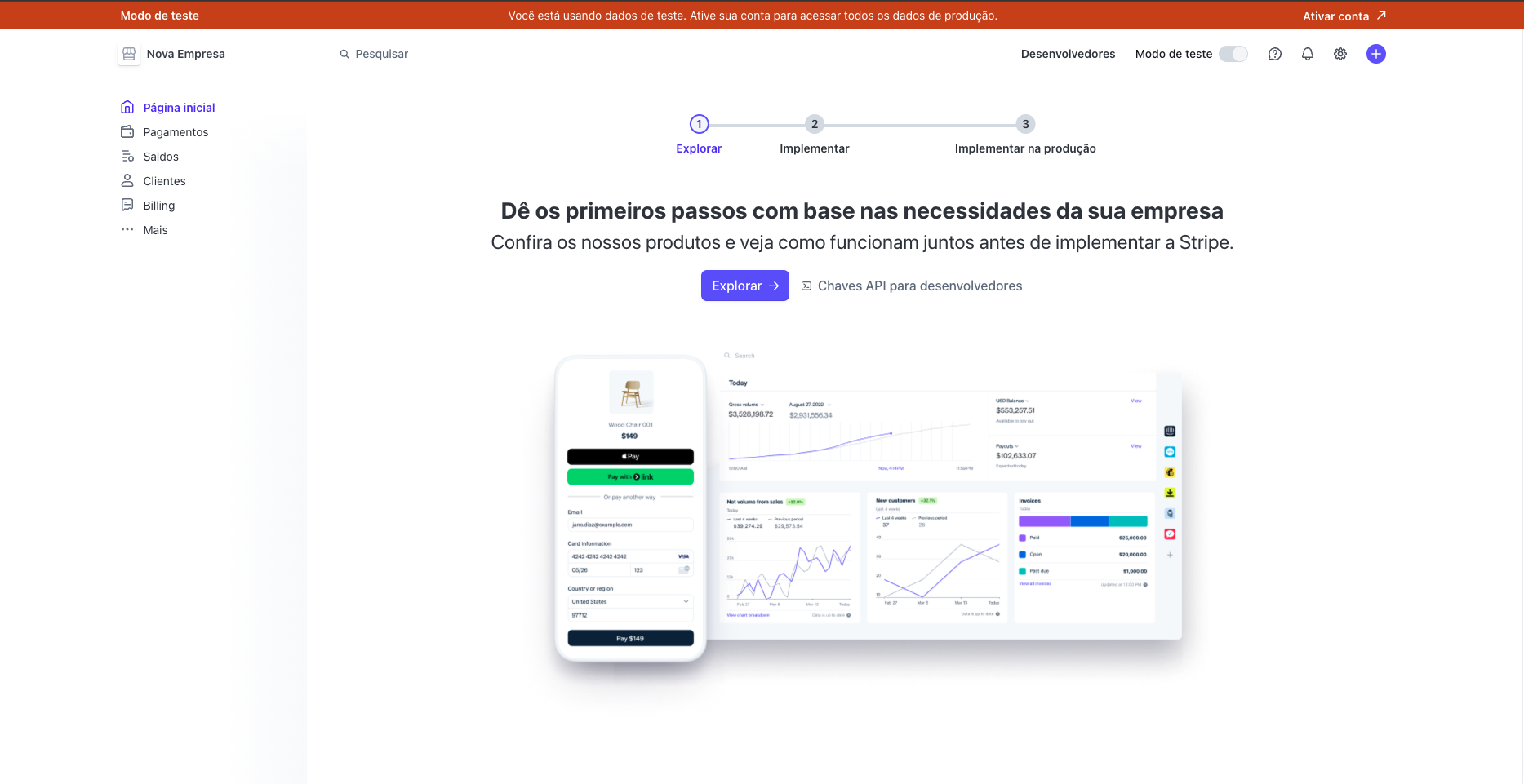 Dashboard do stripe